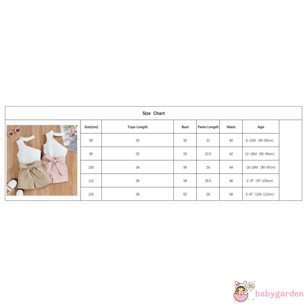 BABYGARDEN-6months-4years Baby Girls Clothes Set, Halterneck Oblique Shoulder Sleeveless Vest + Shorts + Waist Belt