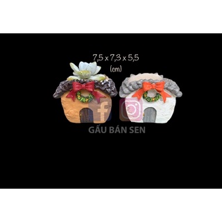Chậu trồng cây hình nhà Noel - chậu trồng sen đá/xương rồng