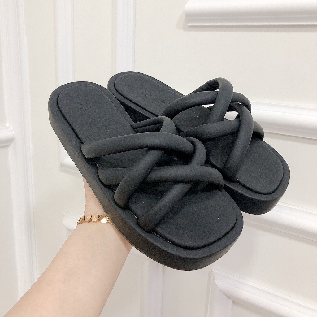 Dép Nữ Quai Ống 2p Kiểu Đan Chéo Chất Da Bọc Mềm Form Đẹp Mang Cực Êm - Dép Đế Bệt Nữ Chichanh Store