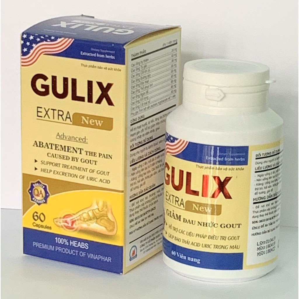 GULIX Extra - hỗ trợ làm giảm đau nhức do Gout, tăng thải acid Uric trong máu