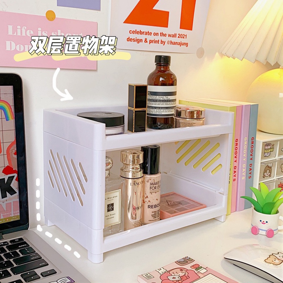 Kệ nhựa mini đựng đồ đa năng 2 tầng để nhà tắm bàn trang điểm xinh xinh🍀FREESHIP🍀Gía đựng đồ mini
