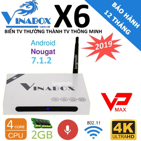 Androi Box VINABOX X6 - CHIP 4 lõi, RAM 2GB Rom 8Gb tặng bàn phím Life chuẩn châu âu