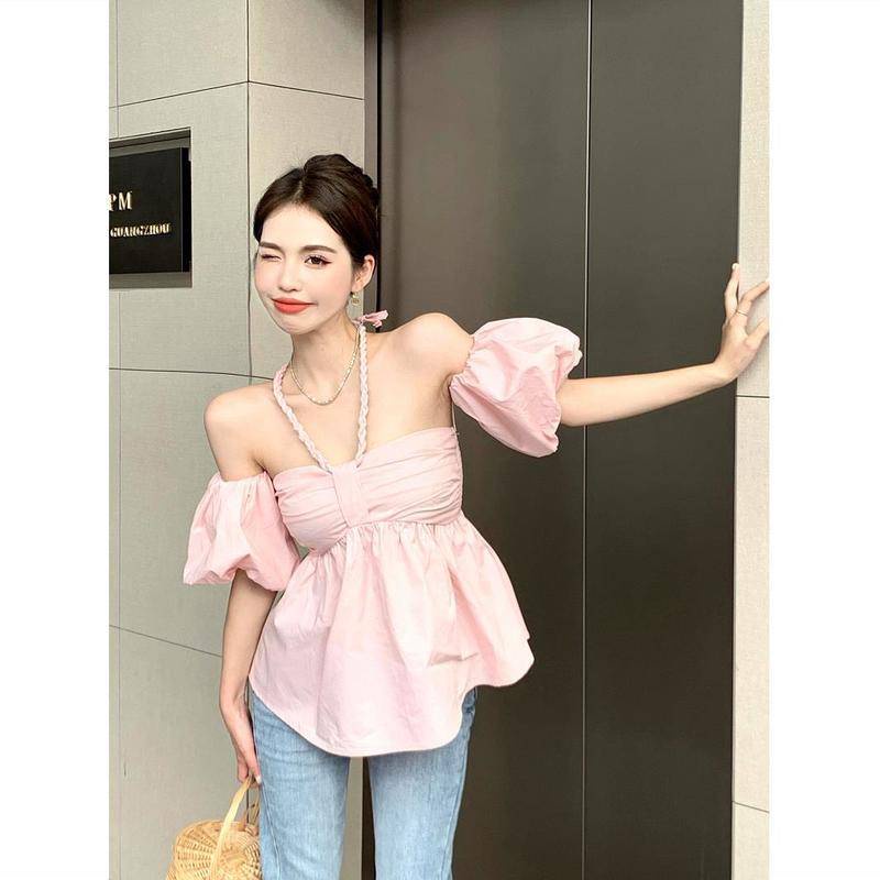 Áo Thun Tay Ngắn Lệch Vai Thời Trang Mùa Hè Quyến Rũ Cho Nữ