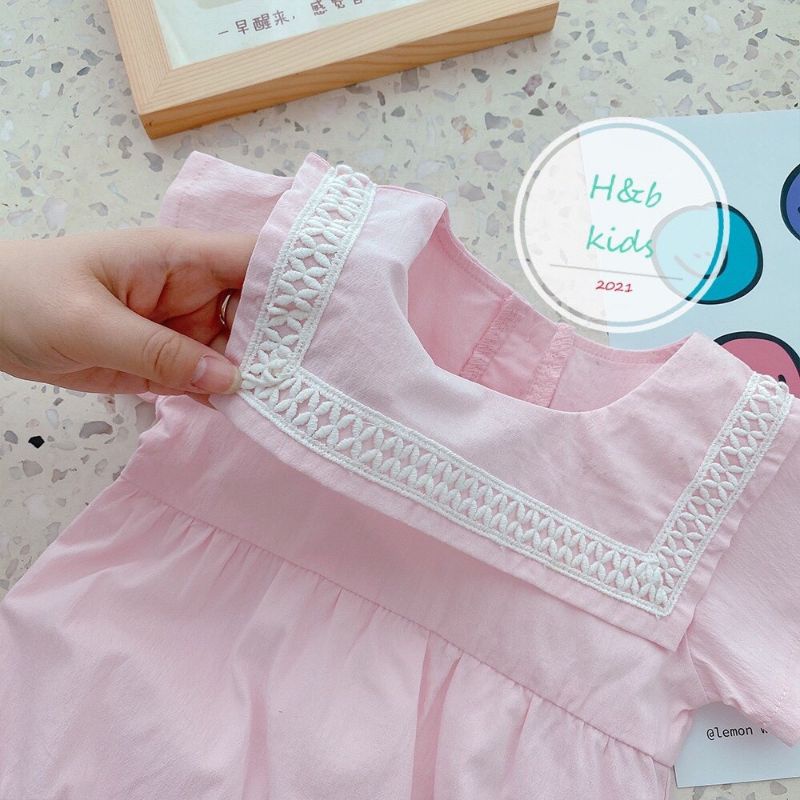 Set áo liền quần/body cho bé sơ sinh màu hồng kèm mũ 4-11kg