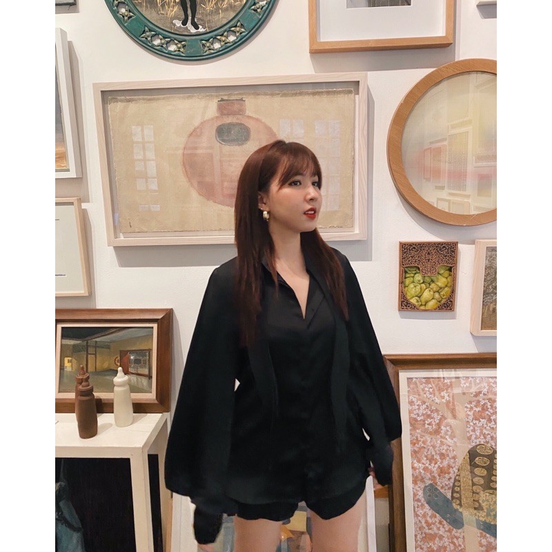 Adley Shirt / Áo sơ mi lụa cổ dây | BigBuy360 - bigbuy360.vn