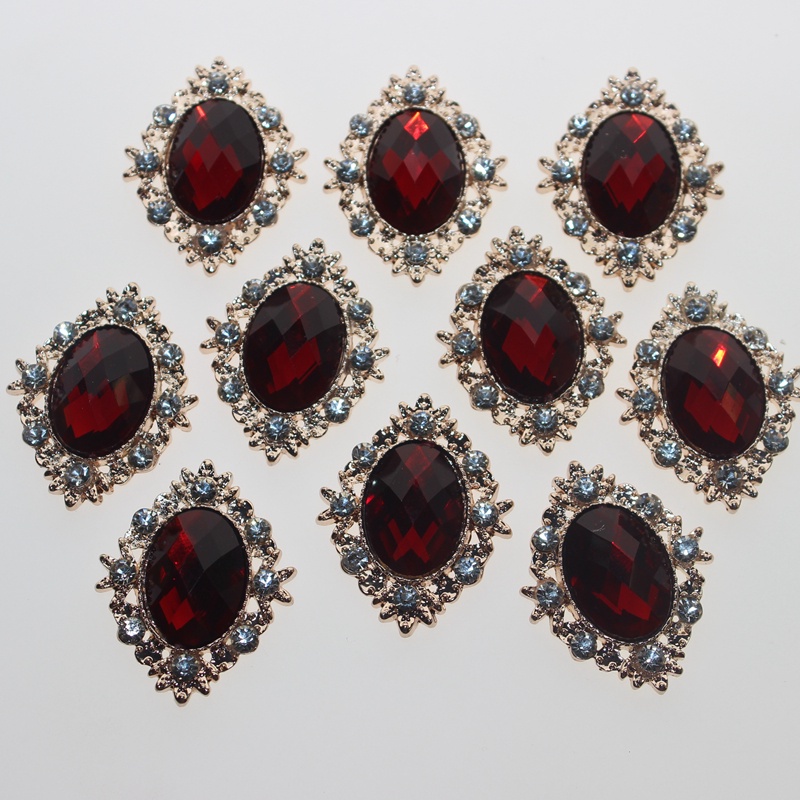 Set 61 10 Nút Thắt Lưng Dẹt Đính Đá Pha Lê Cabochon Màu Vàng