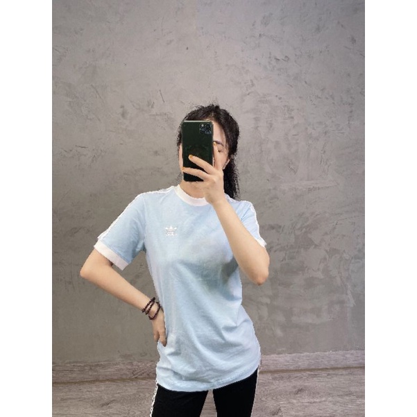 Áo das Nhiều Màu 3 sọc logo giữa mẫu mới 502 3-Stripes Tee in Blue Ocean Made in Cambodia full tag code