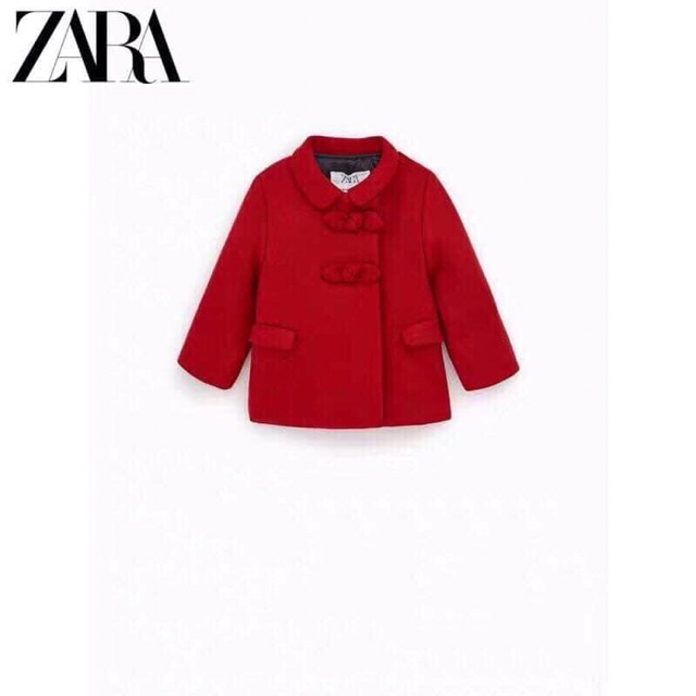 Áo dạ đỏ cúc nơ Zara dư xịn