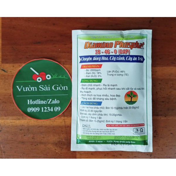 (Combo 5 gói) Phân DAP cây cuốc vàng 200gr (18-46-0) chuyên hoa, cây cảnh, cây ăn trái (Vườn Sài Gòn - Vuon Sai Gon)