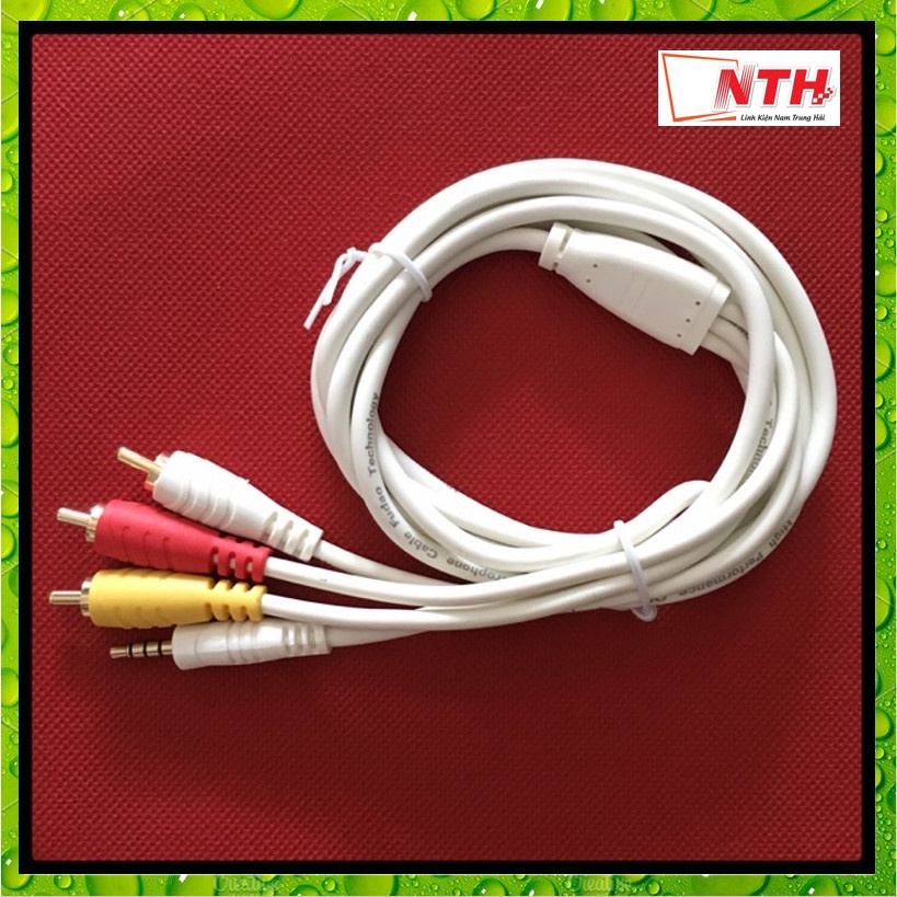 Cáp Nối Dài Loa 1 Đầu 3.5 Ra 3 Đầu AV Bông Sen Dài 1.5M 1.8M 3M 5M 10M - Dây Trắng Loại Xịn