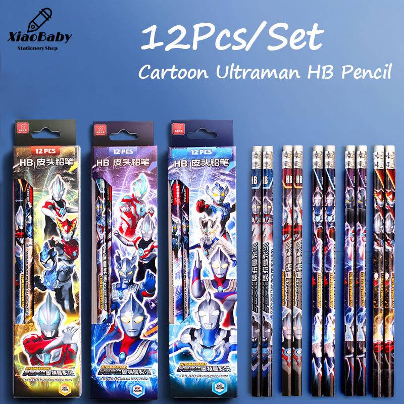 Bộ 12 Bút Chì Họa Tiết Ultraman Hoạt Hình Dành Cho Trẻ Em