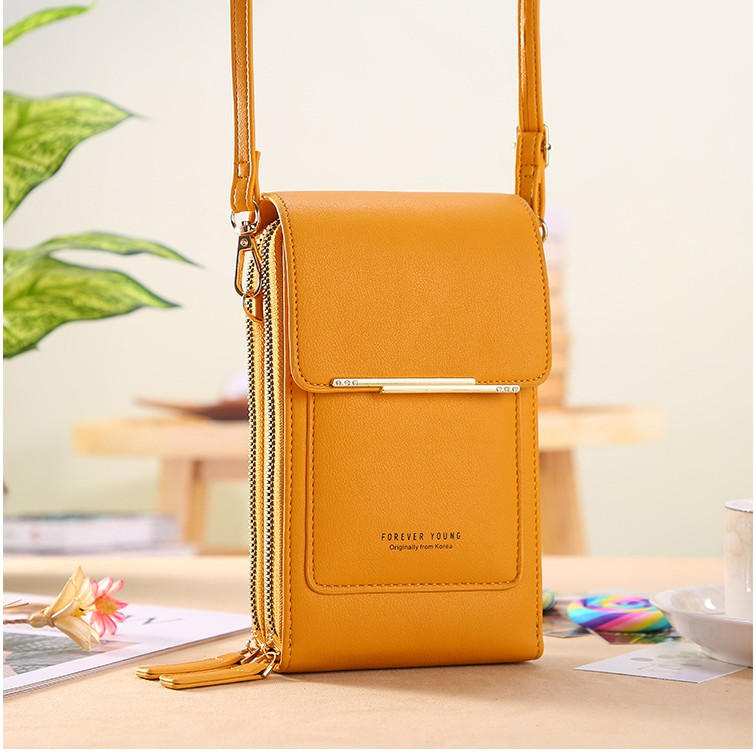 Ví nữ đựng điện thoại hai khóa kéo (có dây đeo chéo) thời trang BAG U DFK195