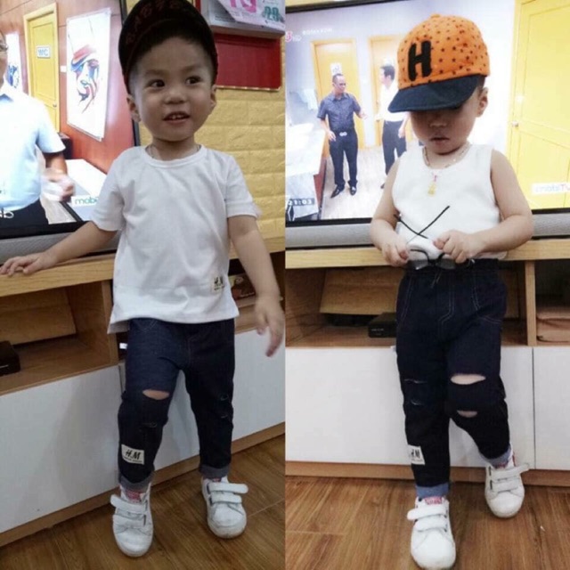 Quần giả jean rách cho bé