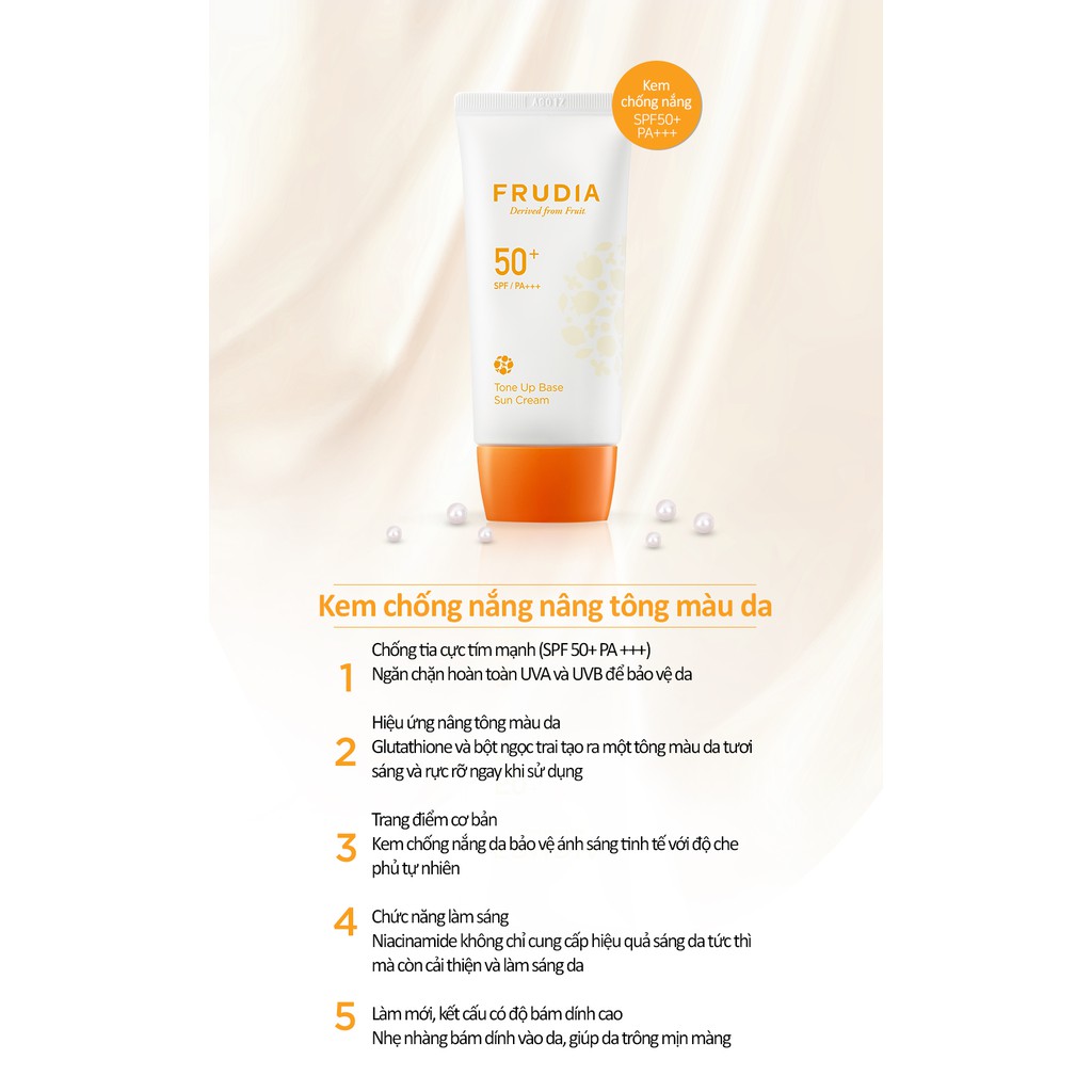 [Tặng 88k] Kem Chống Nắng Làm Trắng Sáng Da Frudia Tone-Up Base Sun Cream 50+ SPF/PA+++ 50g