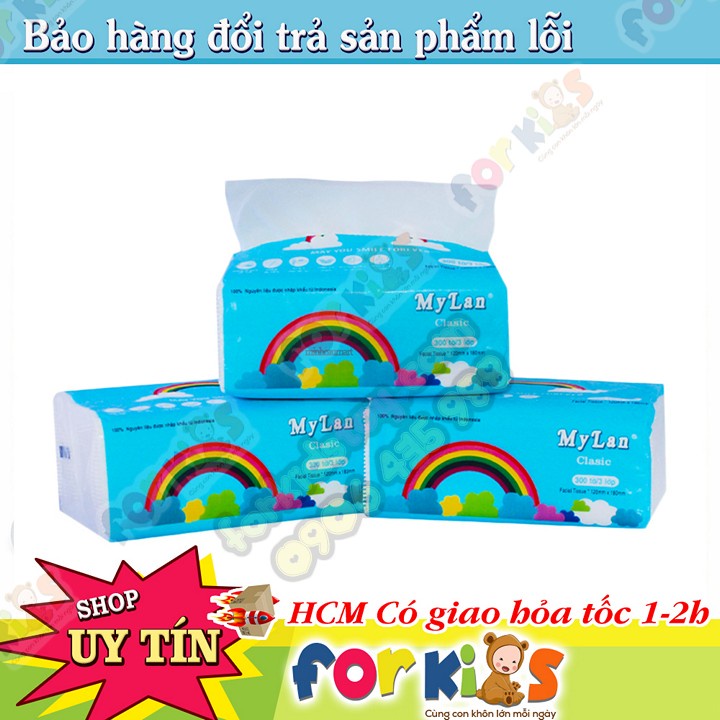 Sét 10 gói, Giấy rút, giấy ăn Cầu Vòng Mylan 3 lớp cao cấp