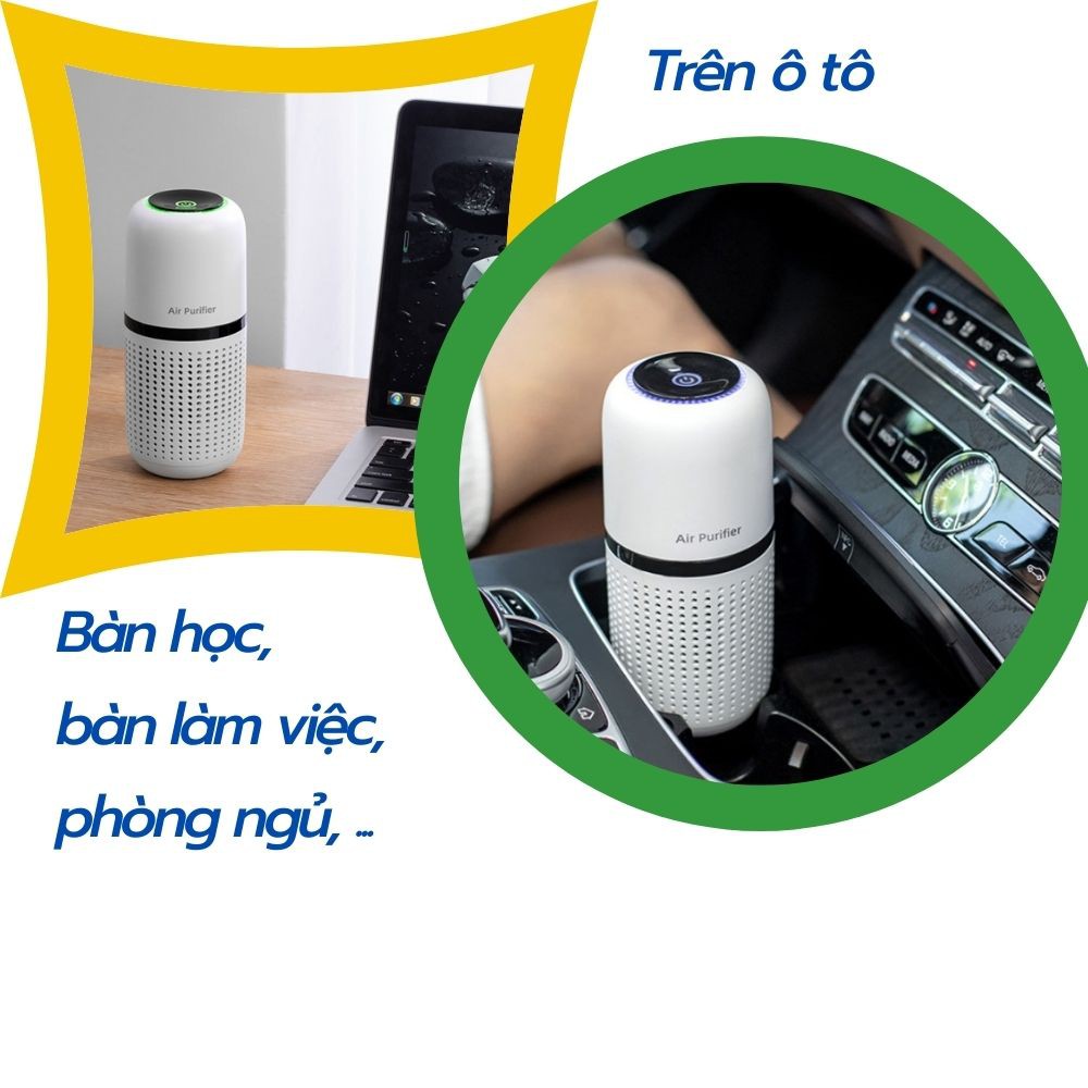 Máy Lọc Không Khí Ô Tô 🔷𝐅𝐑𝐄𝐄𝐒𝐇𝐈𝐏🔷 Ion Âm, Xông Tinh Dầu, Than Hoạt Tính Khử Mùi, Lọc Sạch 99% Bụi Mịn, Bảo Hành 24 Tháng