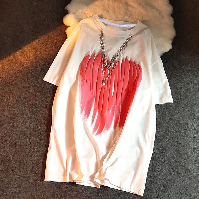 Áo Thun Cotton Dáng Rộng Tay Ngắn 2022 Thiết Kế Dây Xích Phong Cách Mới Dành Cho Nữ