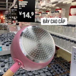 Chảo chống dính đáy lòng sâu có tay cầm cán gỗ chống bỏng size 18cm
