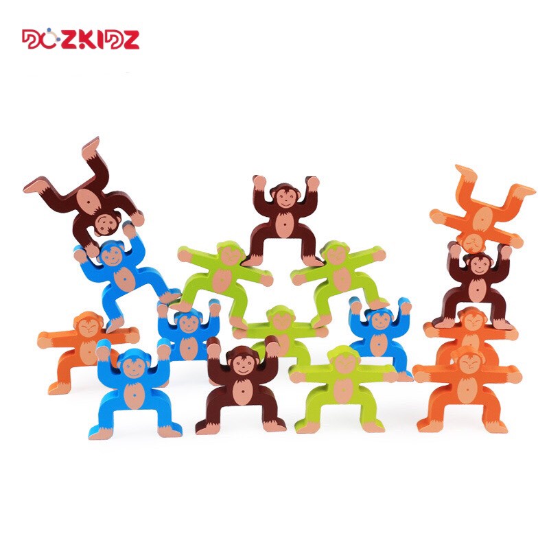 Đồ chơi gỗ tư duy sáng tạo - Xếp 15 khỉ thăng bằng - DOZKIDZ