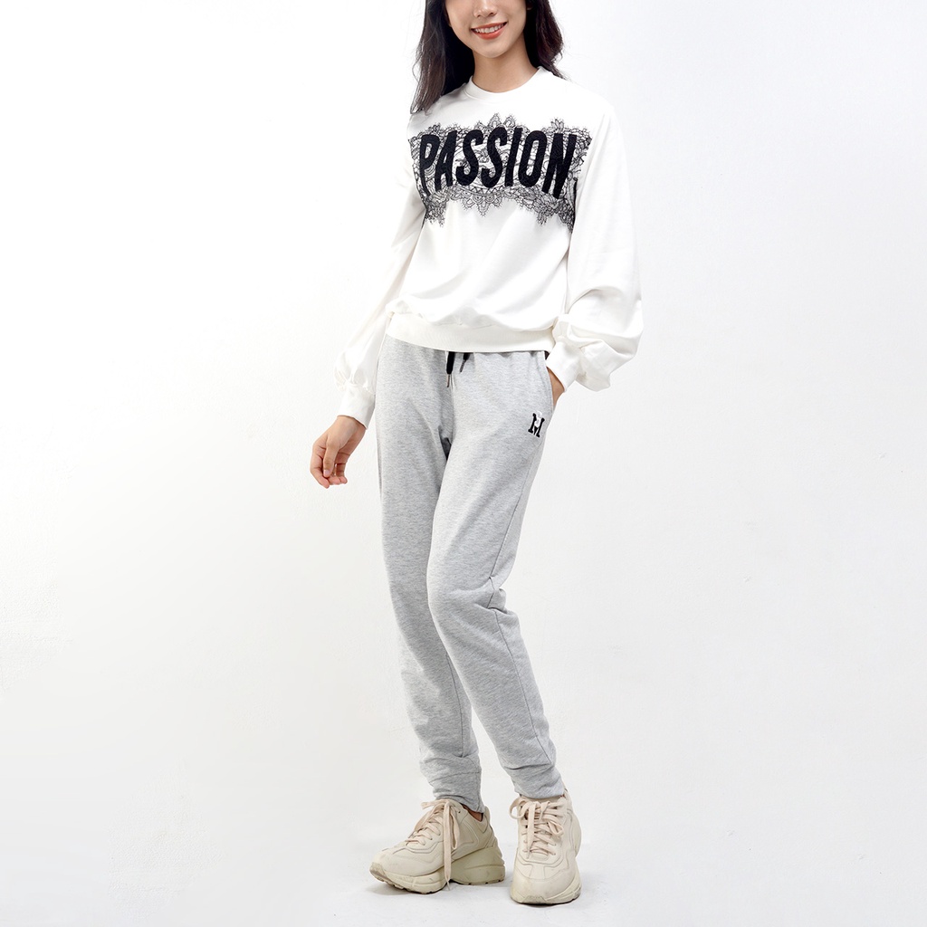 Áo nỉ nữ SAYME áo sweater dài tay nỉ da cá mềm mịn ấm áp PASSION phối ren WCSI0010