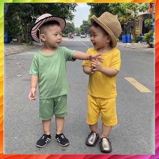 Bộ cộc tay trơn chất thun lạnh cực đẹp cho bé trai bé gái
