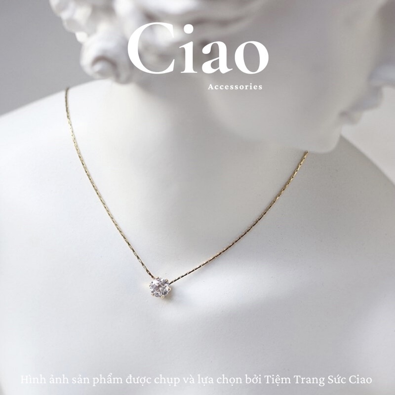 Dây chuyền/ Vòng cổ titan không gỉ đính đá thiết kế đơn giản Milcah Ciao