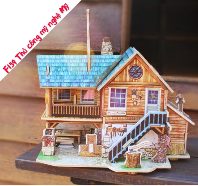 Mô hình nhà gỗ lắp ráp 3D theo khớp - Phong cảnh kiến trúc Mỹ F136 F137 F138 F139