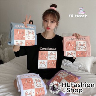 Áo thun tay lỡ form rộng Cute Rabbit cực xinh, áo phông form rộng HLFashion