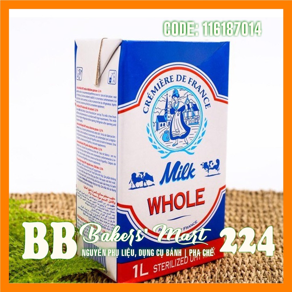 Sữa tươi NGUYÊN KEM UHT Whole Milk (PHÁP) - 1 Lít