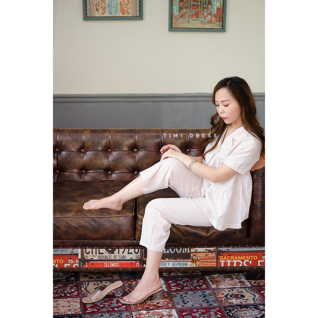 Bộ ngủ dáng Babydoll , Pijama nữ Tay Ngắn-Quần Dài PIJAMA0101