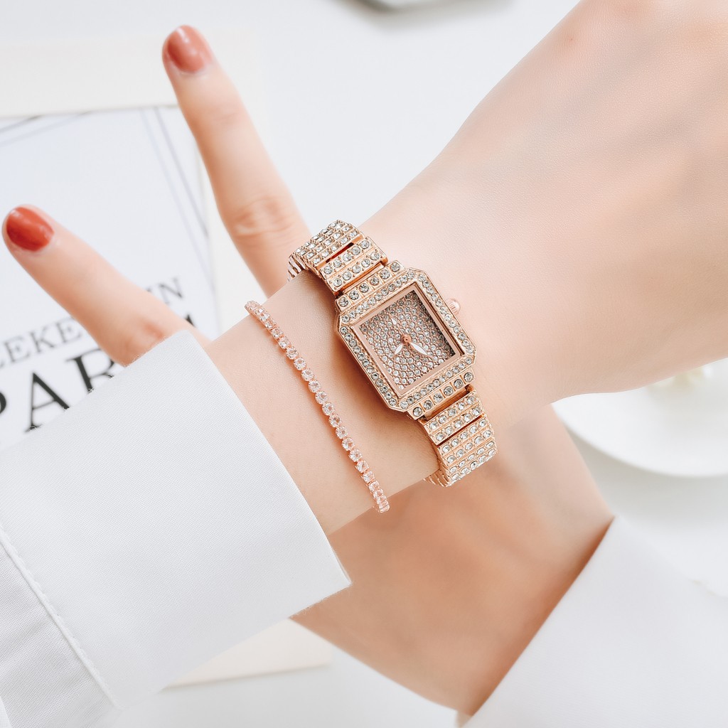 【Hàng Có Sẵn】Đồng Hồ Dây Mảnh Đính Kim Cương Phong Cách Hàn Quốc Thời Trang Dành Cho Nữ