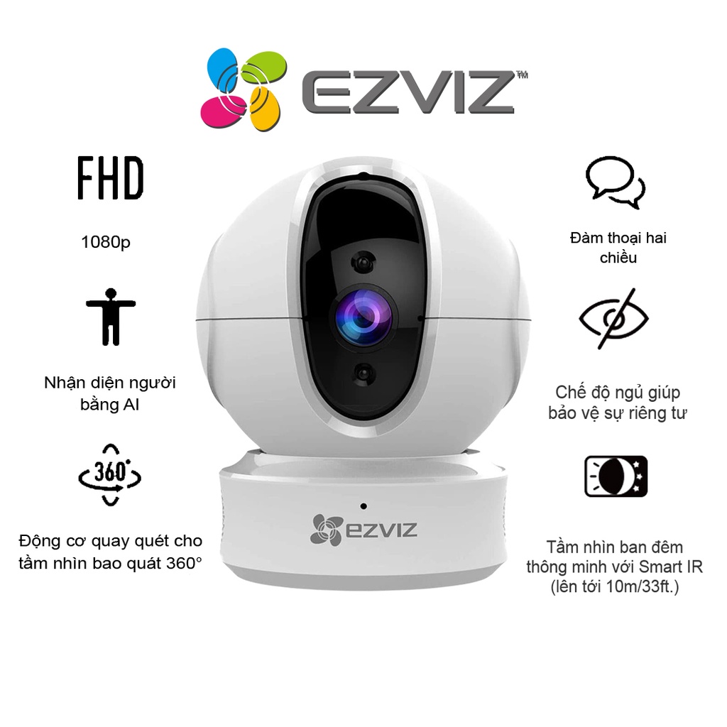 Camera Trong Nhà Wifi Ezviz C6CN 720p/C6CN 1080p SmartHome Thông Minh AI Nhận Diện Người -100% Chính Hãng Bảo Hành 2 Năm