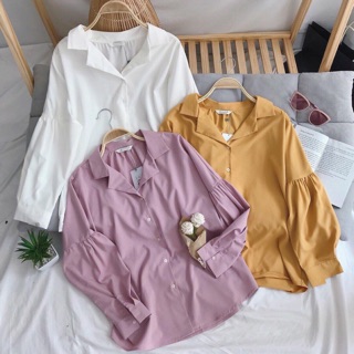 Áo Sơ mi cổ vest tay phồng nhẹ
