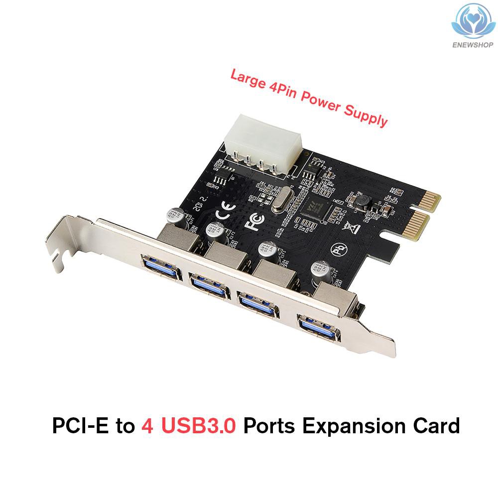 Card Chuyển Đổi Pci-e Sang 4 Cổng Usb 3.0 Sang Usb3.0 Với Giao Diện Lớn 4pin Cho Máy Tính