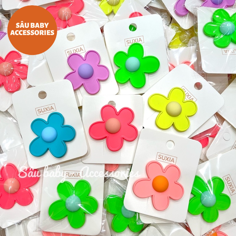 Kẹp tóc hình bông hoa nhựa ngọt ngào phong cách Hàn Quốc cho bé