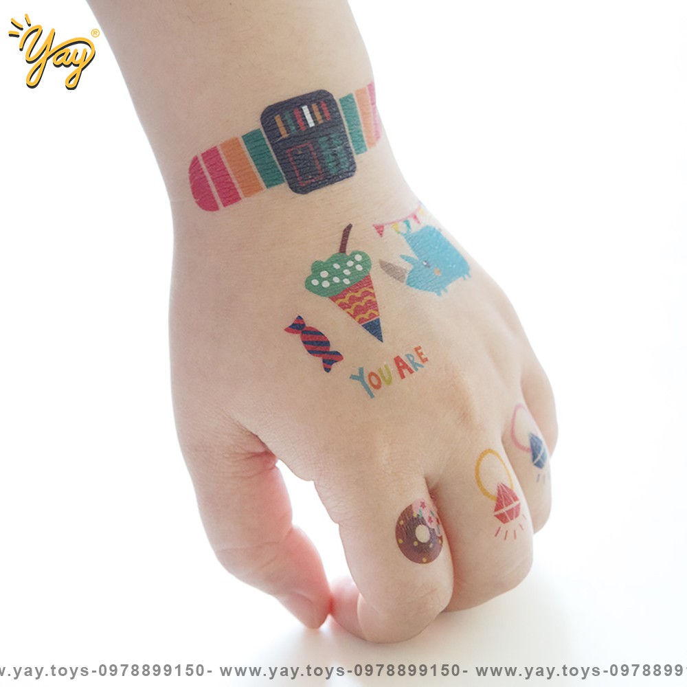 Hình xăm dán Nail & Tattoos stickers 3+ - Joan Miro (Pink & Blue)