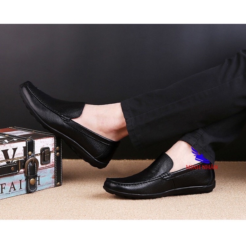 Giày lười nam.giày mọi khâu đế chắc chắn.da bò đế cao su chống trơn trượt Hải Anh Shop