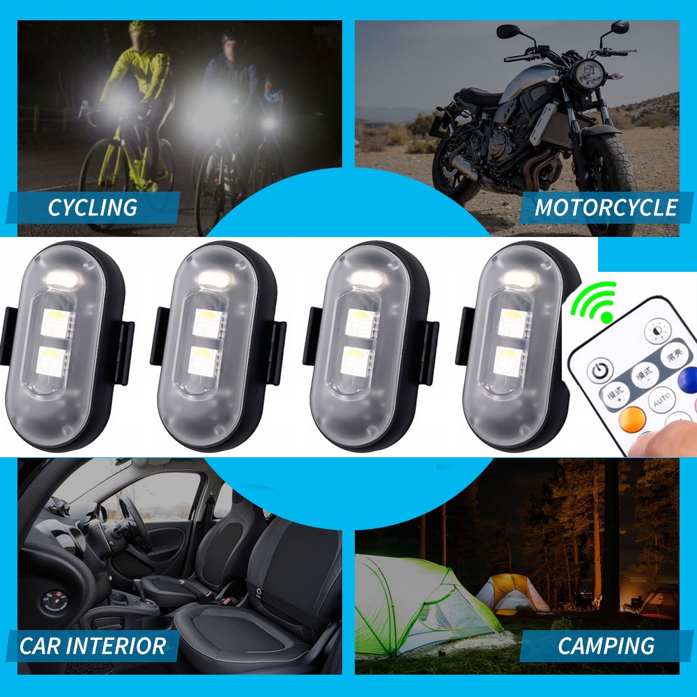 Đèn LED Cảnh Báo Mini Chống Va Chạm 4 Chế Độ 8 Màu Sắc Tùy Chọn Kèm Sạc USB Chuyên Dụng Cho Xe Hơi / Máy Bay