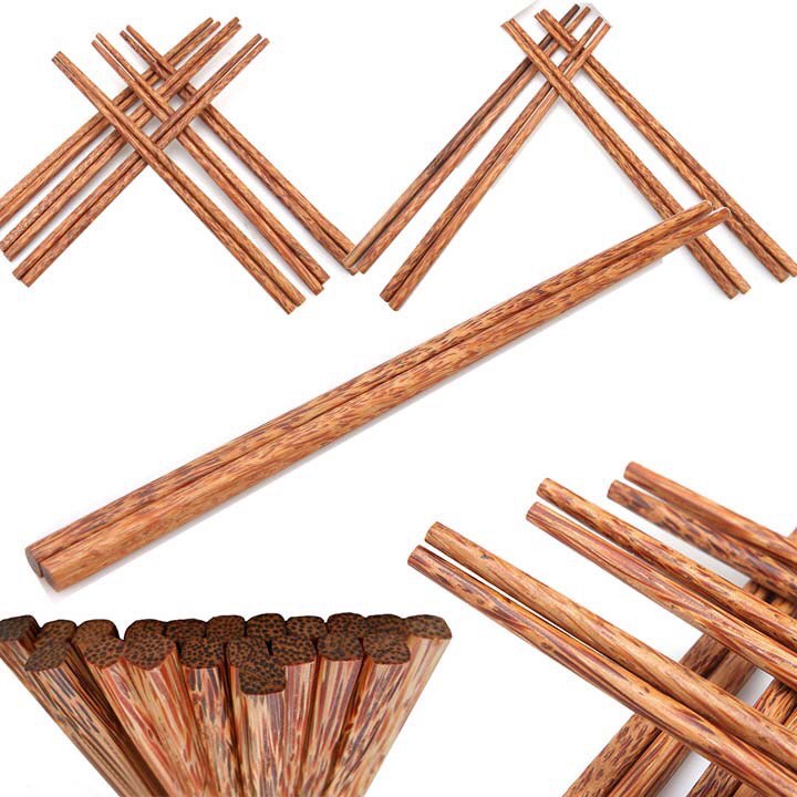 Đũa tre Việt Nam chất lượng cao vẽ hoa văn vỉ 10 đôi