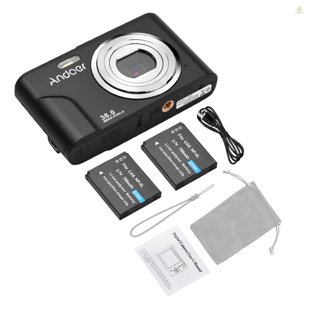 Máy ảnh kỹ thuật số Andoer 36MP 1080P 2.4-inch IPS màn hình 16x zoom 128GB kèm túi đựng và dây đeo 1/4
 | BigBuy360 - bigbuy360.vn