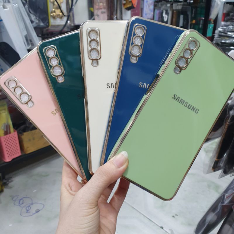 Ốp lưng Samsung A7 2018/A750 dẻo viền màu lưng bóng