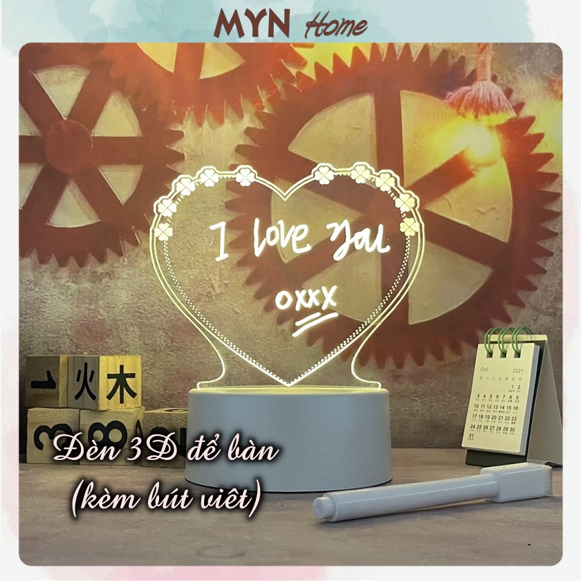 Đèn ghi chú để bàn, trang trí decor phòng ngủ, quà tặng sinh nhật (kèm bút viết) MYN Home