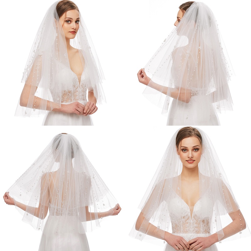 Mạng Che Mặt 2 Lớp Kèm Lược Cài Tóc Dùng Hóa Trang Tiệc Cưới