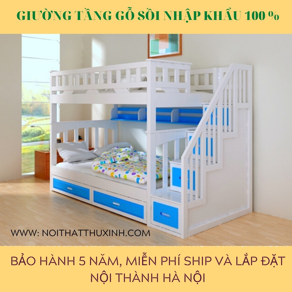 Giường Tầng gỗ Sồi Nga cao cấp