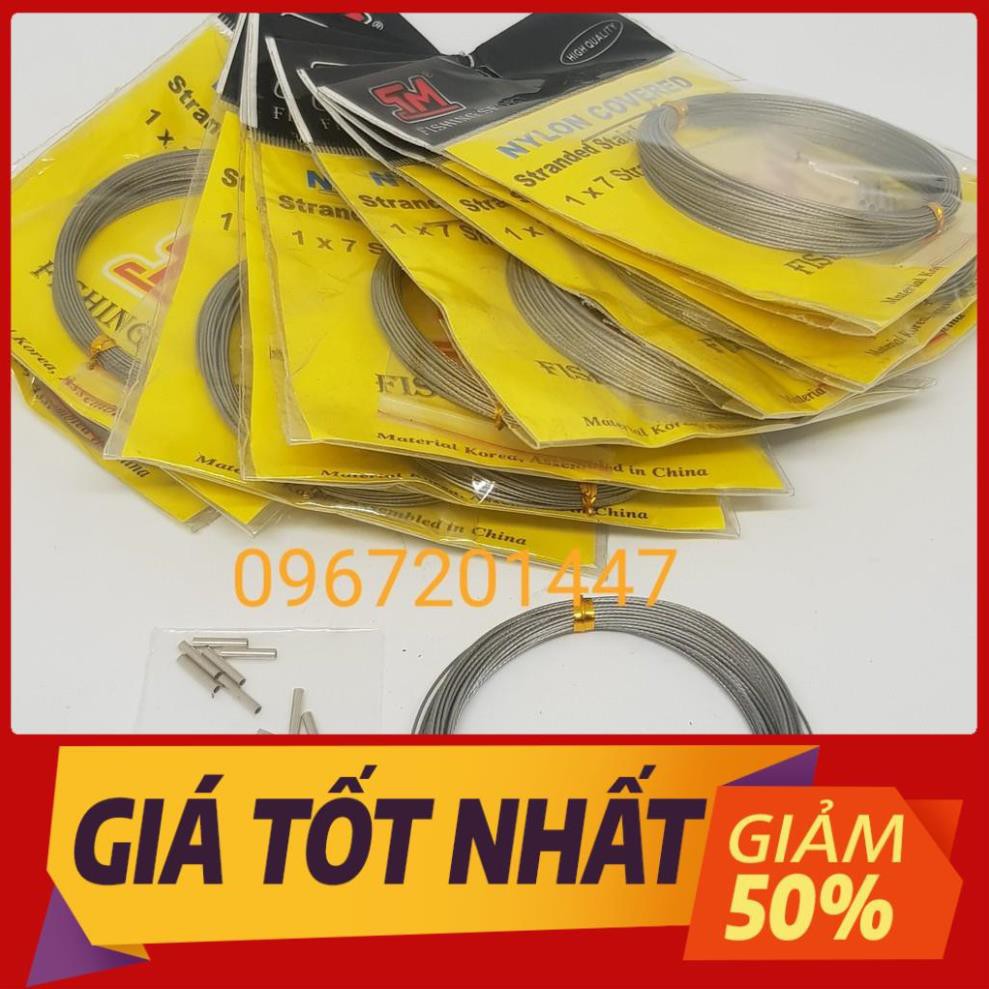 [ XẢ HÀNG ] dây cáp câu cá Fishing Sport, cáp câu cá biển , cáp câu cá chẽm cá chim dài 10m kèm 10 ống bấm cáp