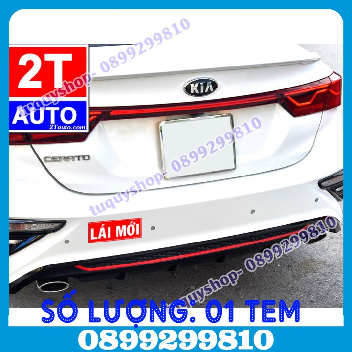 01 TEM DECAL CHỮ LÁI MỚI DÙNG CHO TÀI XẾ MỚI, NGƯỜI MỚI LÁI XE, LÁI MỚI NỀN ĐỎ, SKU laimoi-nendo