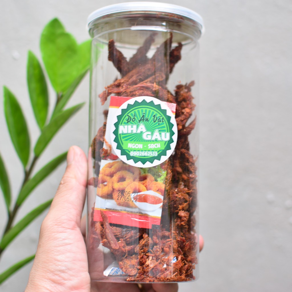 Khô bò que loại ngon, hủ pet 300g - Đồ ăn vặt Nhà Gấu