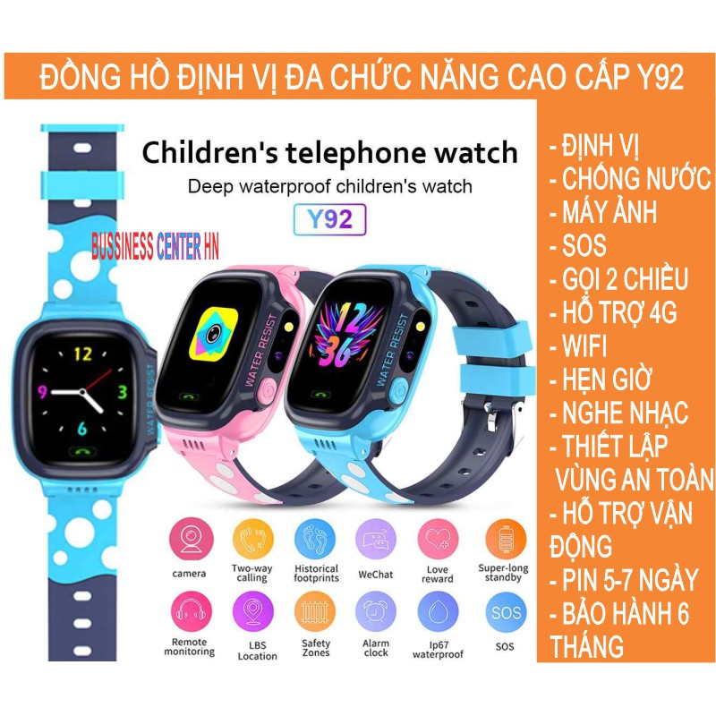 Đồng hồ định vị cho bé Smart Watch Y92 đa chức năng cao cấp