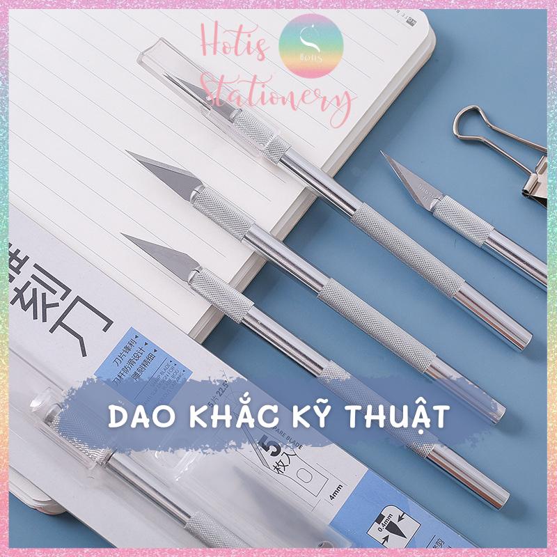 [HOTIS] Dao khắc kỹ thuật, dao trổ giấy dạng bút có cán kim loại, lưỡi thép JUNESIX503