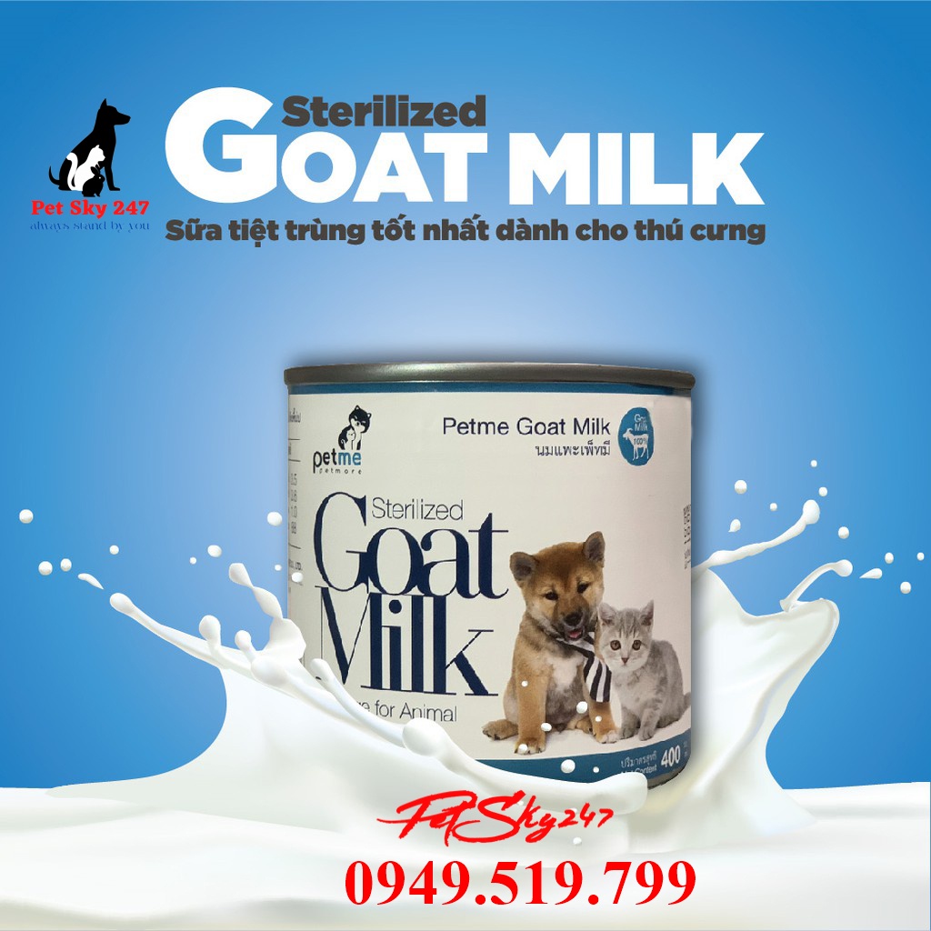 Sữa Dê Sterilized Goat Milk Cho Chó Mèo Con Lon 400Ml